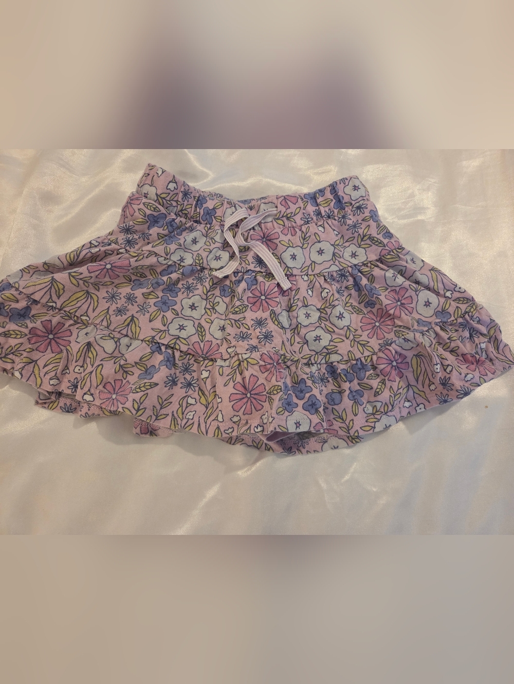 Cat & Jack Girls 6/6X Floral Skort Pink Purple Ruffle Tiered Skirt Shorts